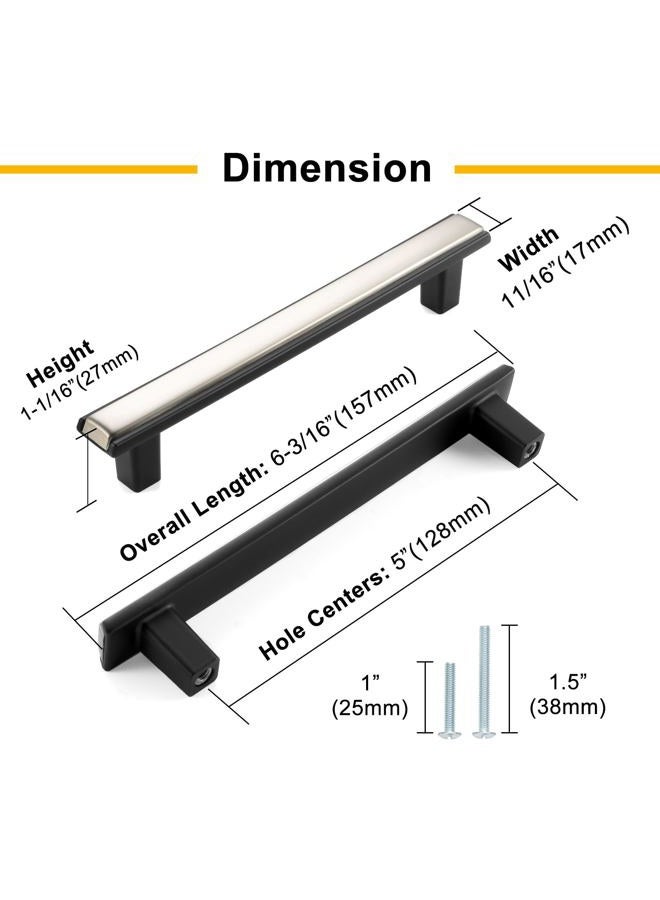 BEROSSA 5 Inch Screw Spacing, Nickel & Black 2-Tone Cabinet Pulls, Kitchen Furniture Handles, Pack of 10 | Solid Hardware for Cupboard Door Bedroom Dresser Drawer Bathroom Vanity 2281 - Image 3