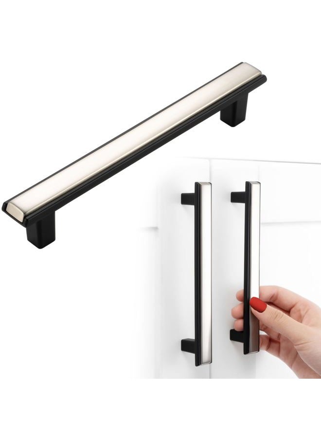 BEROSSA 5 Inch Screw Spacing, Nickel & Black 2-Tone Cabinet Pulls, Kitchen Furniture Handles, Pack of 10 | Solid Hardware for Cupboard Door Bedroom Dresser Drawer Bathroom Vanity 2281 - Image 1