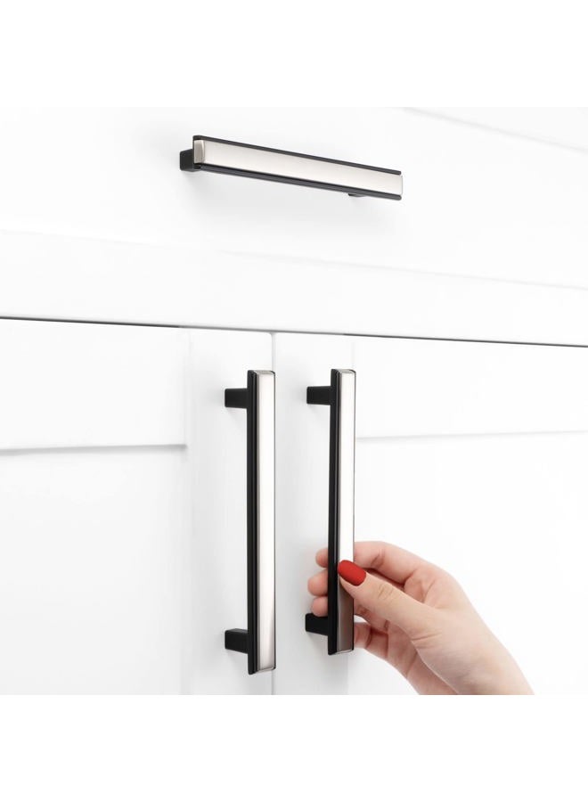 BEROSSA 5 Inch Screw Spacing, Nickel & Black 2-Tone Cabinet Pulls, Kitchen Furniture Handles, Pack of 10 | Solid Hardware for Cupboard Door Bedroom Dresser Drawer Bathroom Vanity 2281 - Image 5