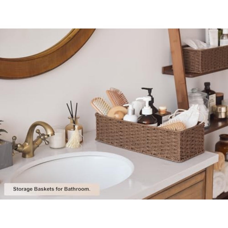 keyiToilet Tank Topper, Round Paper Rope Storage Basket for Bathroom,,2 Pack - Image 4