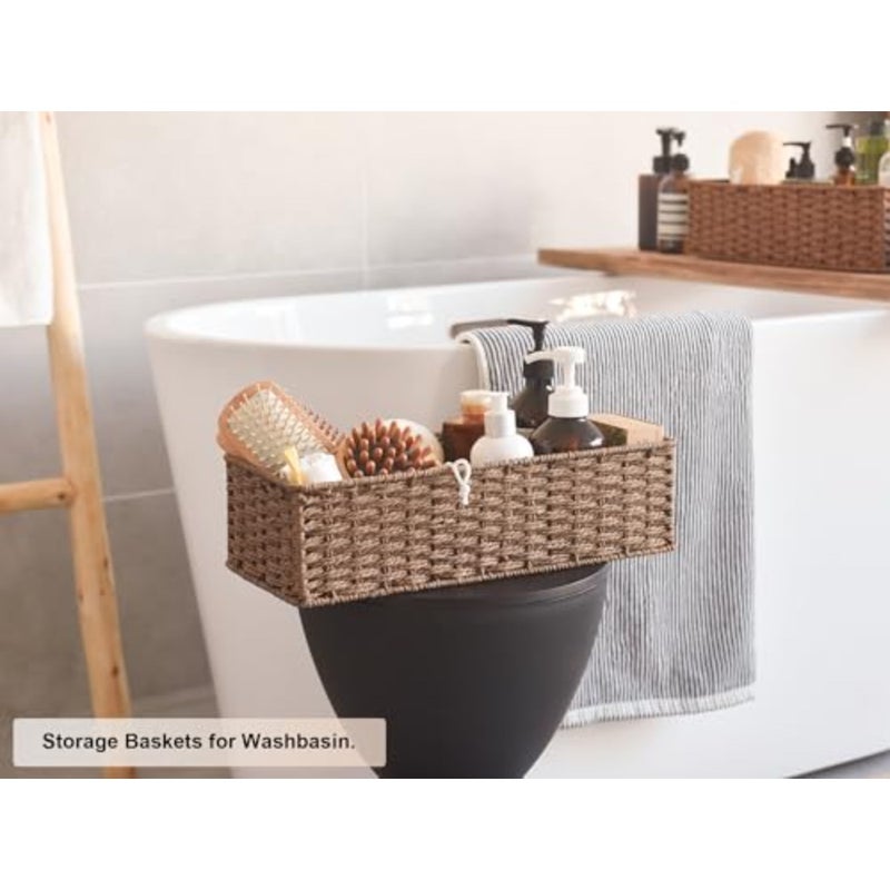 keyiToilet Tank Topper, Round Paper Rope Storage Basket for Bathroom,,2 Pack - Image 5
