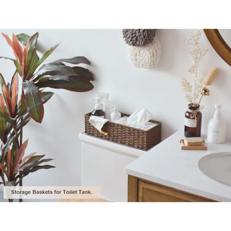 keyiToilet Tank Topper, Round Paper Rope Storage Basket for Bathroom,,2 Pack - Image 3