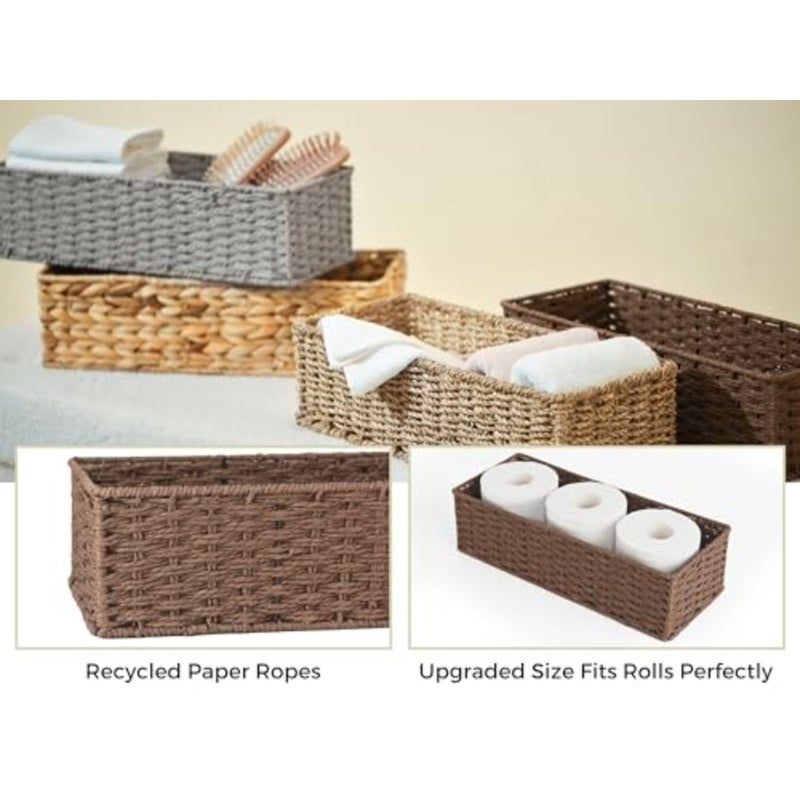 keyiToilet Tank Topper, Round Paper Rope Storage Basket for Bathroom,,2 Pack - Image 2