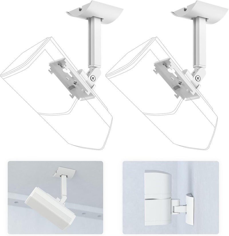 Yimaut 2 Pack Speaker Wall Mount Brackets for Bose UB-20, UB-20 Series II, Wall Mount Ceiling Bracket for Lifestyle 600 ST535 ST525 ST520 535III 525III CM520 SoundTouch JC-II AM6-V AM10-V AM10IV-White - Image 1