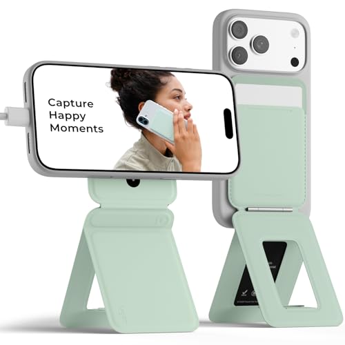 MOFT Phone Tripod Wallet for iPhone MulitAngles Lightweight Phone Stand MOVAS Vegan Leather Magnetic Wallet Strong Magnets NFC Card HolderTravel Essential Peppemint with Card Slot - Image 1