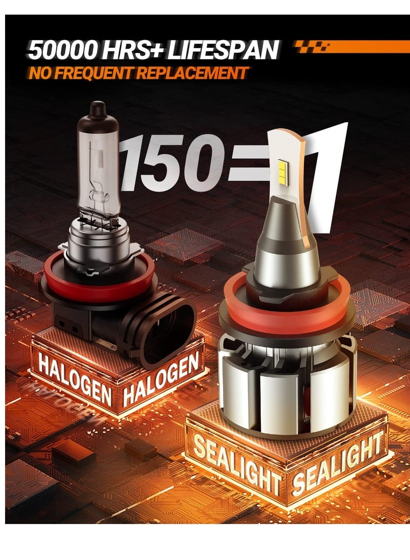 Excefore لمبات L2 H11/H8/H9/H16، 24000 لومن، شعاع فائق السطوع بنسبة 800% ومركّز مع مروحة تبريد بسرعة 15000 دورة في الدقيقة، 5 دقائق للتوصيل والتشغيل، مصابيح ملحقة بالرياضات القوية (عبوة من قطعتين)  - Image 5