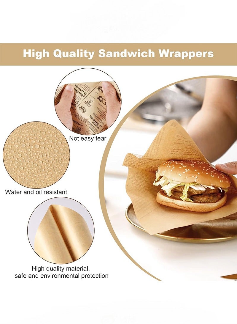 100 pieces paper 7x7 inch flat kraft paper wrapping paper, snack cookie bun burger wrapping paper sandwich bag, lunch bag, kraft paper bag, recyclable kitchen paper, snack cookie bun burger wrapping paper  - Image 2