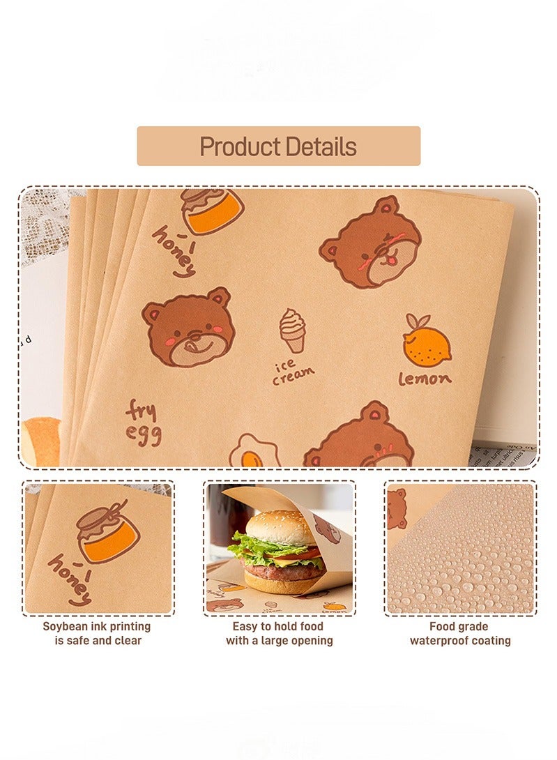 100 pieces paper 7x7 inch flat kraft paper wrapping paper, snack cookie bun burger wrapping paper sandwich bag, lunch bag, kraft paper bag, recyclable kitchen paper, snack cookie bun burger wrapping paper  - Image 3