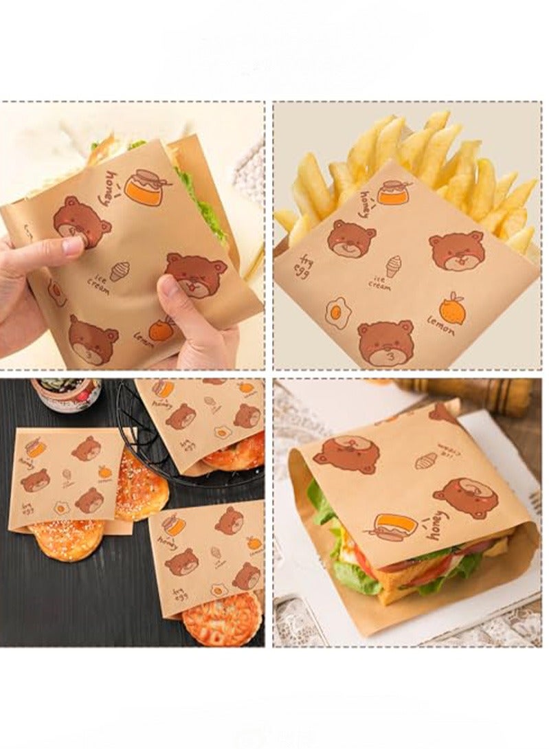 100 pieces paper 7x7 inch flat kraft paper wrapping paper, snack cookie bun burger wrapping paper sandwich bag, lunch bag, kraft paper bag, recyclable kitchen paper, snack cookie bun burger wrapping paper  - Image 5