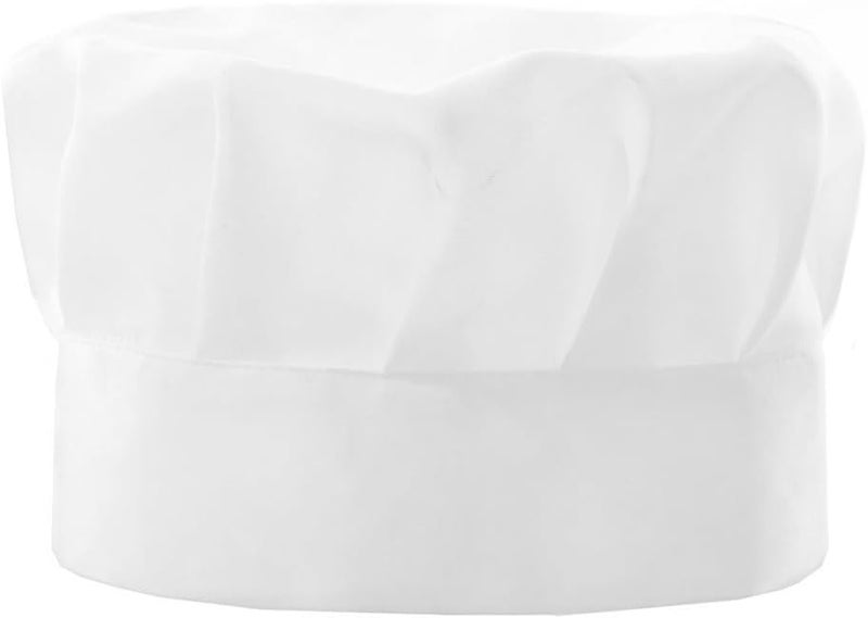 Adjustable White Pleated Culinary Work Cap for Adults, Food Service Hat for Restaurant, Bakery, Hotel Kitchen Uniform - Image 1