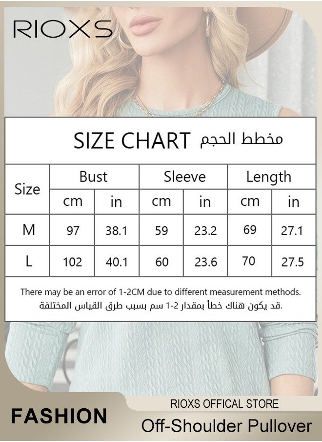 RIOXS Women's Casual Long Sleeve Blouse Round Neck Off-Shoulder Pullover Shirt Soft and Comfortable Top for Fall  - Image 4