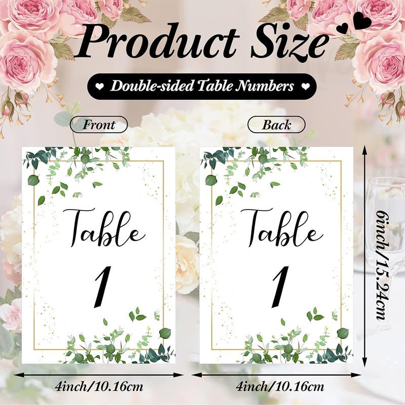 klarako 25 Pieces Weeding Table Numbers Cards, 1-25, Double Sided Modern Calligraphy Foil Design Rustic Table Numbers for Wedding, Receptions, Banquets, Cafés, Party, Event, Celebrations, 4 x 6 Inch - Image 2