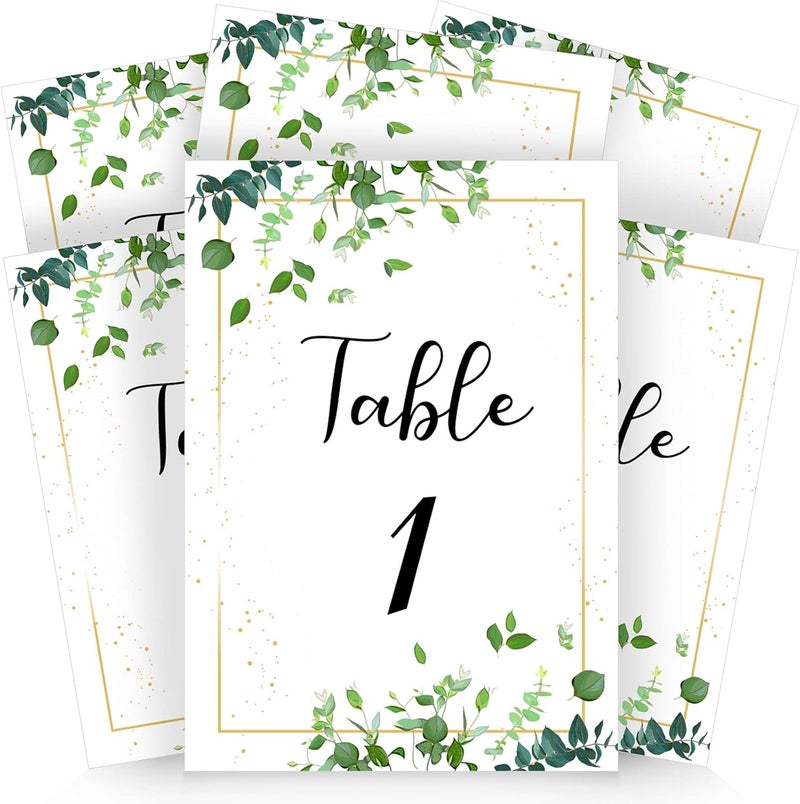 klarako 25 Pieces Weeding Table Numbers Cards, 1-25, Double Sided Modern Calligraphy Foil Design Rustic Table Numbers for Wedding, Receptions, Banquets, Cafés, Party, Event, Celebrations, 4 x 6 Inch - Image 1