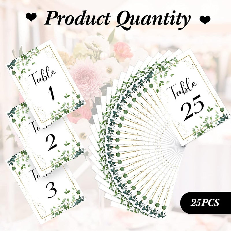 klarako 25 Pieces Weeding Table Numbers Cards, 1-25, Double Sided Modern Calligraphy Foil Design Rustic Table Numbers for Wedding, Receptions, Banquets, Cafés, Party, Event, Celebrations, 4 x 6 Inch - Image 3