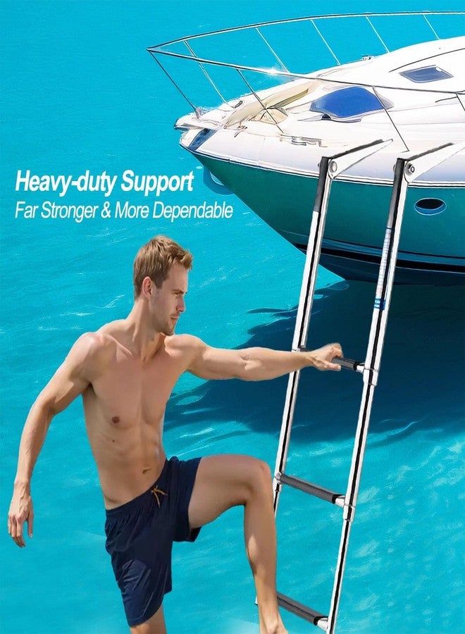 Manifish 3 Step Stainless Steel Boat Boarding Ladder, Telescoping Transom Swim Ladder with Anti-Slippery Vinyl Coating - Safe & Easy to Install - Image 4