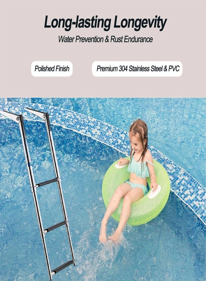 Manifish 3 Step Stainless Steel Boat Boarding Ladder, Telescoping Transom Swim Ladder with Anti-Slippery Vinyl Coating - Safe & Easy to Install - Image 5