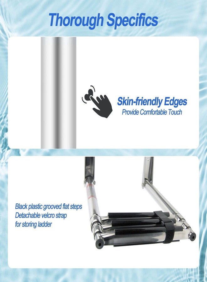 Manifish 3 Step Stainless Steel Boat Boarding Ladder, Telescoping Transom Swim Ladder with Anti-Slippery Vinyl Coating - Safe & Easy to Install - Image 3