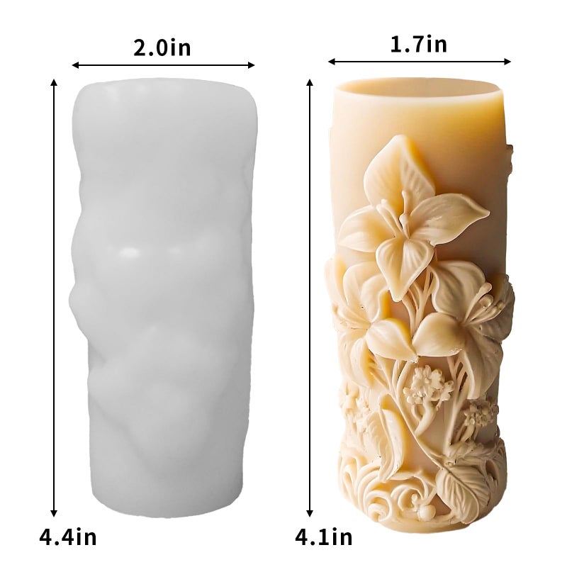 Japleed Elegant Lily Embossed Candle Molds for Candle Making, 3D Flower Silicone Molds for Candle Soap Wax Resin Clay, Blooming Lily Chocolate Cake Fondant Molds, DIY Floral Art Craft Wedding Decor - Image 3