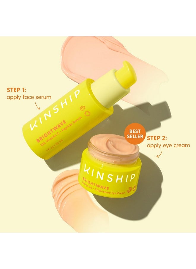 Kinship Brightwave Vitamin C Face + Eye Duo 10% Vitamin C Serum (1 Fl Oz) Brightening Eye Cream (0.5 Oz) Fade Dark Spots Reduce Fine Lines Wrinkles Dark Circles + Puffiness All Skin Types  - Image 2