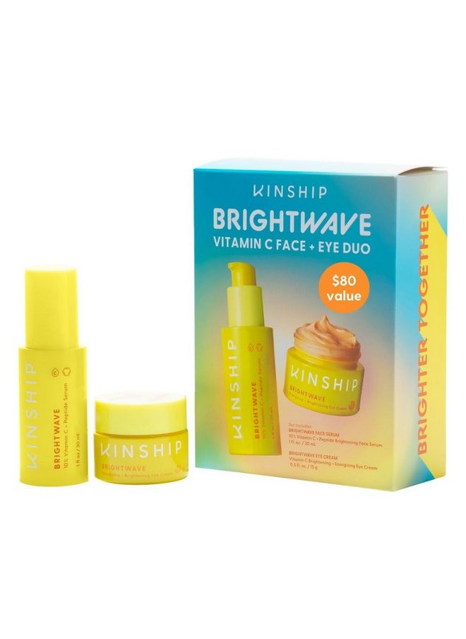 Kinship Brightwave Vitamin C Face + Eye Duo 10% Vitamin C Serum (1 Fl Oz) Brightening Eye Cream (0.5 Oz) Fade Dark Spots Reduce Fine Lines Wrinkles Dark Circles + Puffiness All Skin Types  - Image 1