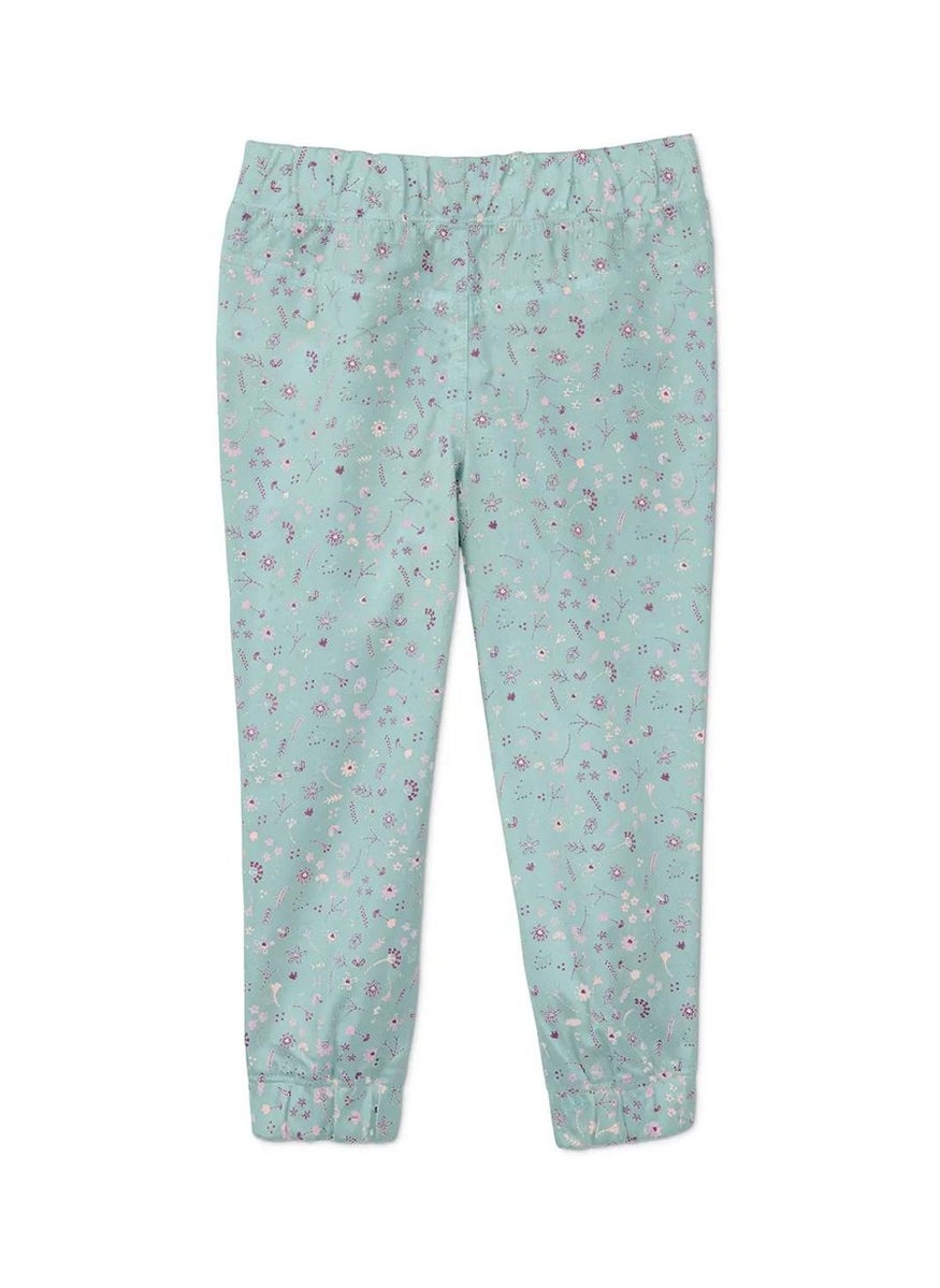 Tchibo - Kid Girls Floral Print Pull,on Pants, Aqua - Image 1