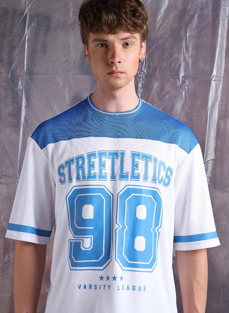 Hubberholme Men Streetletics Typography Printed Round Neck Relaxed Fit Mesh T-shirt