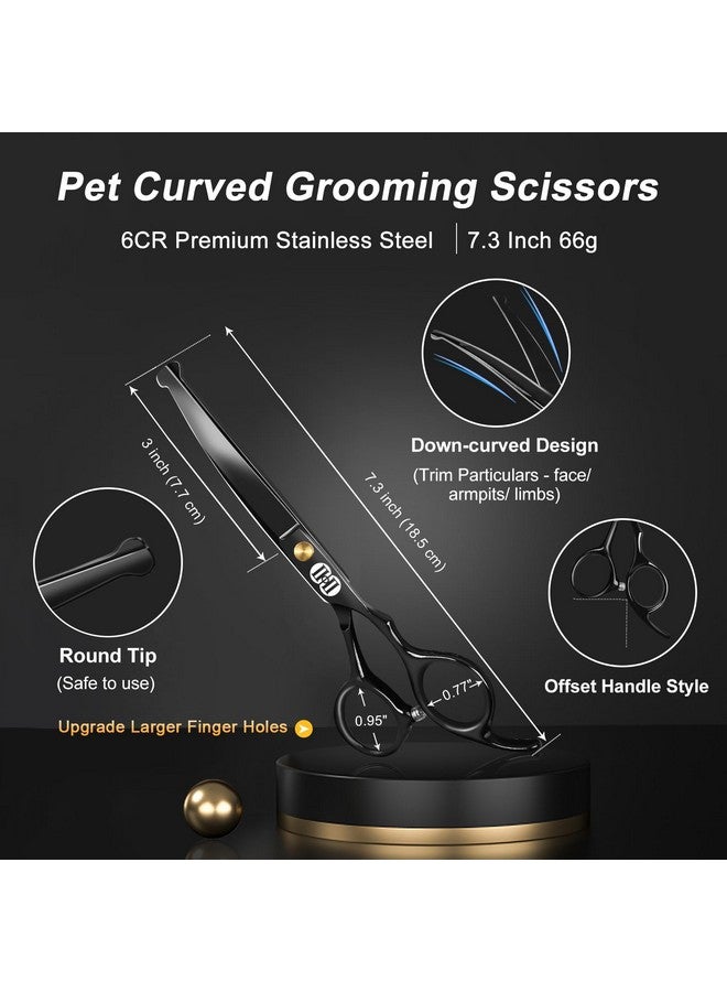 CIICII Dog Grooming Scissors Kit, 10-In-1 Professional Pet Grooming Scissors Set with Safety Round Tip (Dogs/Cat Hair Cutting Trimming Thinning Shears with Curved Scissors) for DIY Home Salon (Black) - Image 3