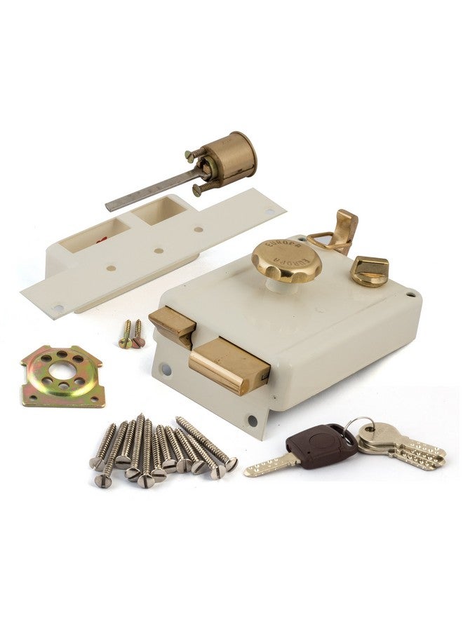 Europa Stainless Steel Night Latch Key Lock for Main Entrance Single and Double Doors 8010 Iv (Ivory)