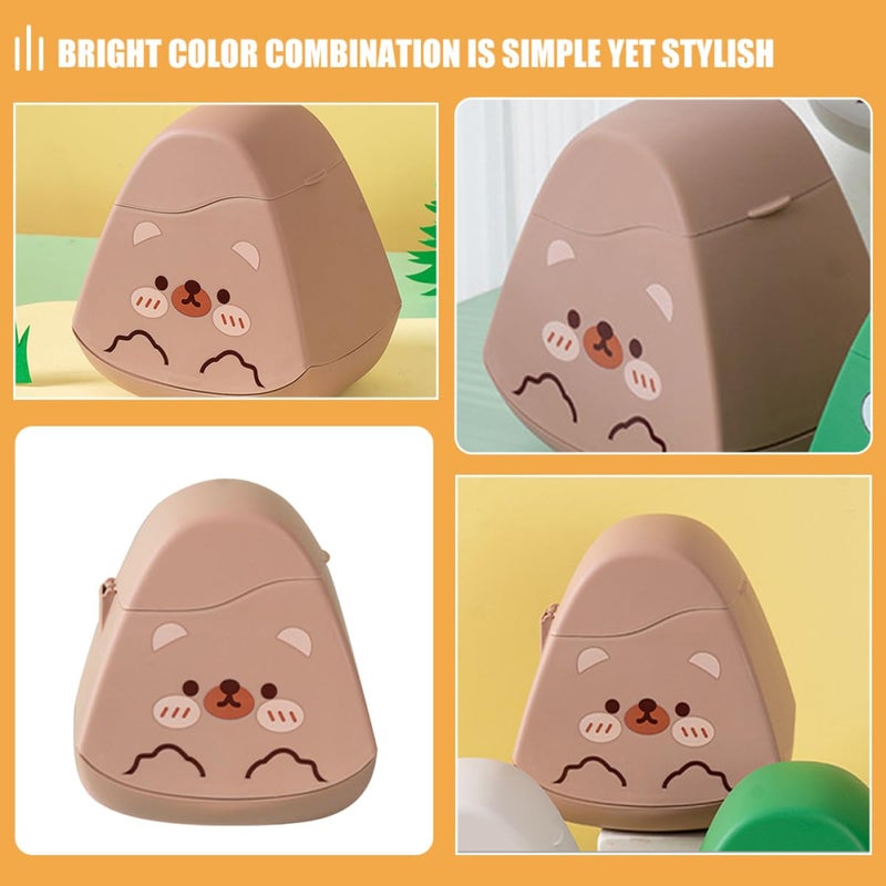 Mini Desktop Trash Can with Lid Cute Cartoon Table Garbage Bin Small Storage Dustbin for Home Office Car Use - Image 4