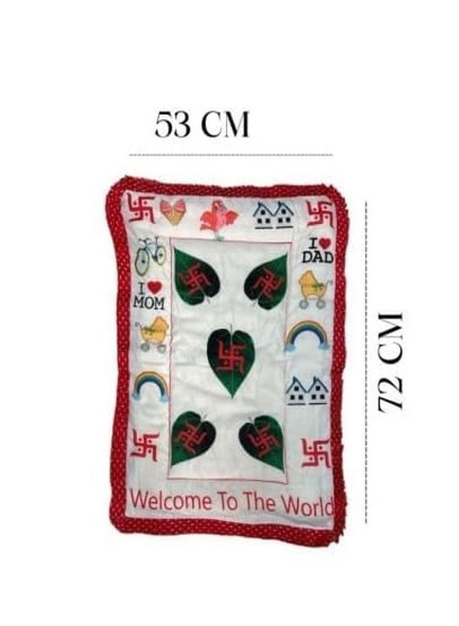 VIBRAL Baby Pom Pom Cotton Baby Bed | Godari | Cradle Bed | Crib Sheet | Changing Mat Baby Godadi | Godari | Bedding Set (Pack of 1) (New Born Baby Designer Godadi) - Image 3