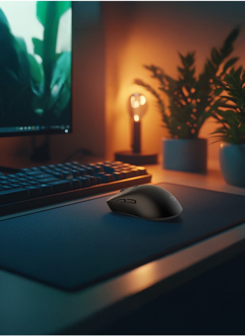 Triple-Mode 12000 DPI Gaming Mouse with 7 Programable Keys & 6 Level DPI / Bluetooth, Wired & Wireless Connectivity / Lightweight - Black