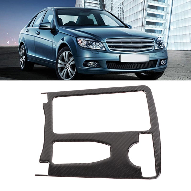 Carbon Fiber Water Cup Holder Trim Real Carbon Fiber Material Weather Proof - Self Adhesive Design Center Console Water Cup Holder Trim Cover for C-Class W204 07-13 - Image 2