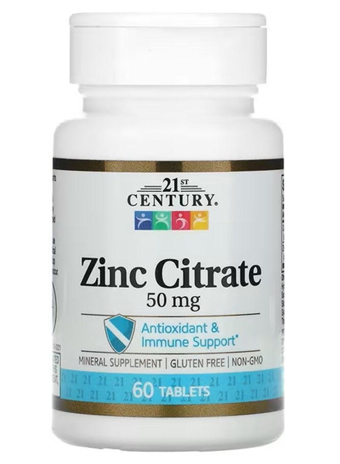 21st Century Century Zinc Citrate, 50 mg, 60 Tablets - Image 1