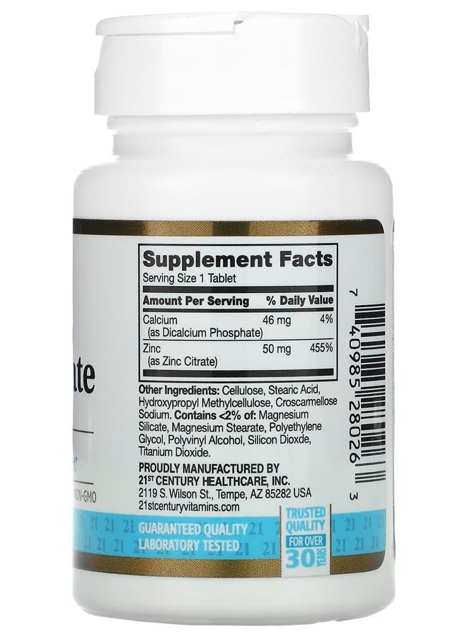21st Century Century Zinc Citrate, 50 mg, 60 Tablets - Image 2