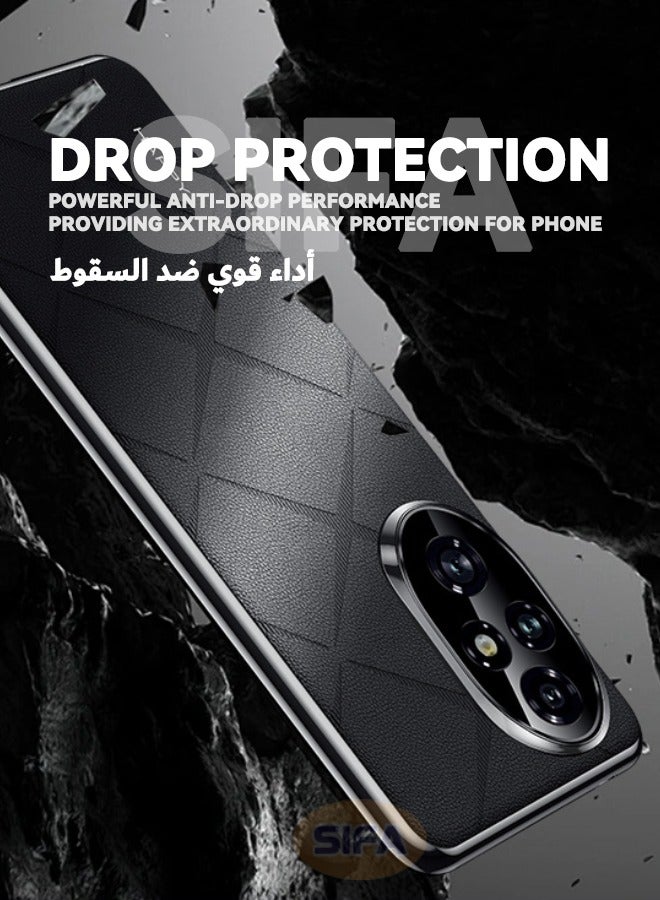 Honor 200 5G Phone Case, Composite Material Leather Back Cover, Luxury, Elegant, Anti-Drop, Non-Slip, Camera Protection Design Cover, Slim Leather Case for Honor 200 5G 6.7 inch (Black) - Image 5