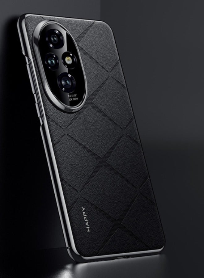 Honor 200 5G Phone Case, Composite Material Leather Back Cover, Luxury, Elegant, Anti-Drop, Non-Slip, Camera Protection Design Cover, Slim Leather Case for Honor 200 5G 6.7 inch (Black) - Image 1