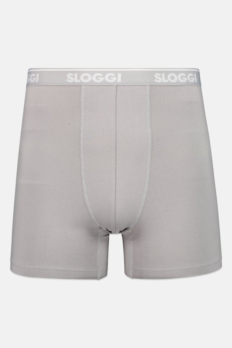 sloggi Men 2 Piece Brand Logo Boxer Brief, Grey - Image 3