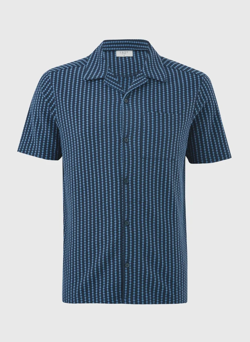 Matalan Blue Blue Diamond Textured Co Ord Shirt for Men | Best Price UAE