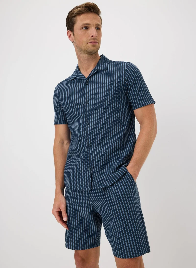 Matalan Blue Diamond Textured Co Ord Shirt