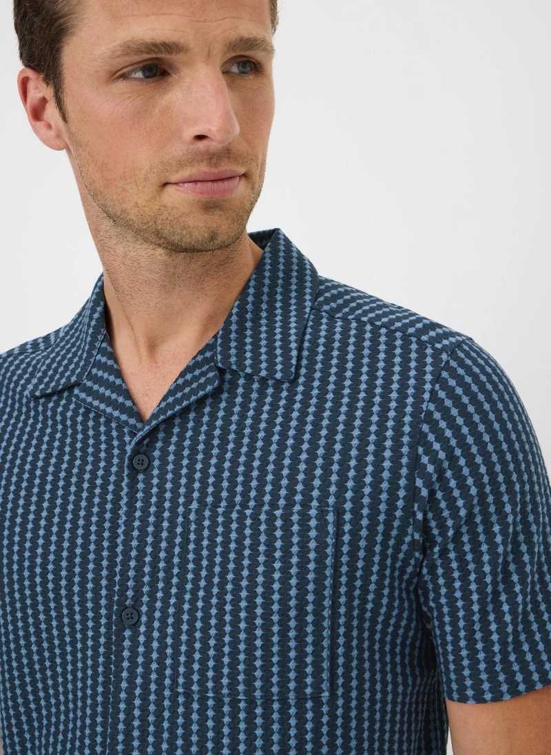 Matalan Blue Blue Diamond Textured Co Ord Shirt for Men | Best Price UAE
