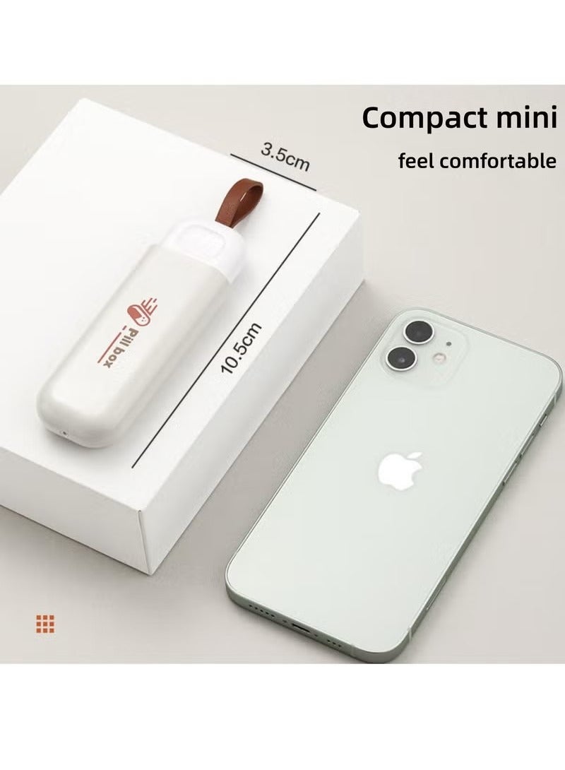 KIIUMI Portable mini Pill Box 2-Pack, Pill Organizer Portable Storage Medicine Box，Household Portable Small Pill Box One Day Sub-Package Pill Box, Beige & Grey  - Image 5