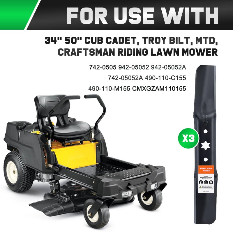 Grasscool ZT1 50 942-05052A Blades with 6 Star Shaped Hole for Cub Cadet Ultima ZT1 ZT2 Zero Turn Enduro XT1 XT2 LT50 50 inch Cut Deck Lawn Tractor Riding Replace 742-05052A 942-05052(High-Lift) - Image 5