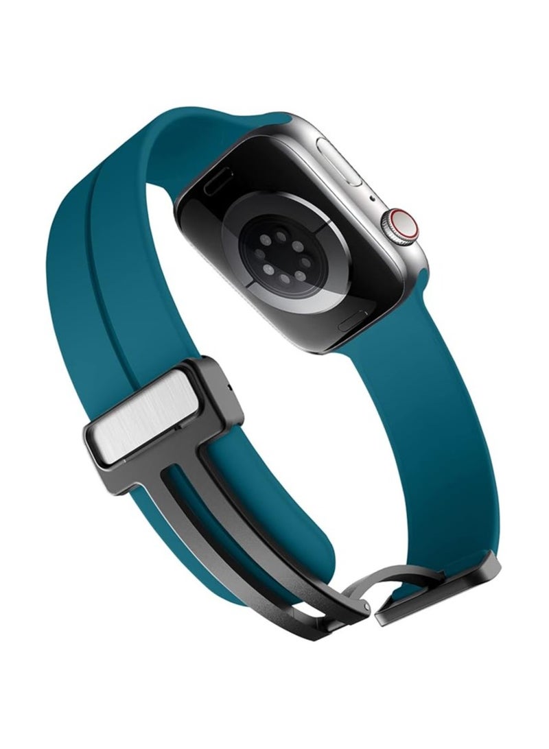 Denx Magnetic Silicone Band for Apple Watch 41mm 40mm 45mm 44mm 49mm 38mm 42mm, Women Men Replacement Wristbands Silicone Sport Strap for Apple Watch Series 9/Ultra 2/8/Ultra/7/SE/SE 2nd/6/5/4/3/2/1, iWatch Band (Dark Blue) - Image 2