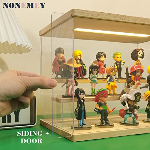 NONEMEY حامل عرض أكريليك شفاف NONEMEY مع ضوء LED 2/3/4/5/6 طبقات صندوق تخزين عرض مضاد للغبار منظم للصناديق للمقتنيات (5 طبقات 12.4*12.2*12 بوصة) - Image 2