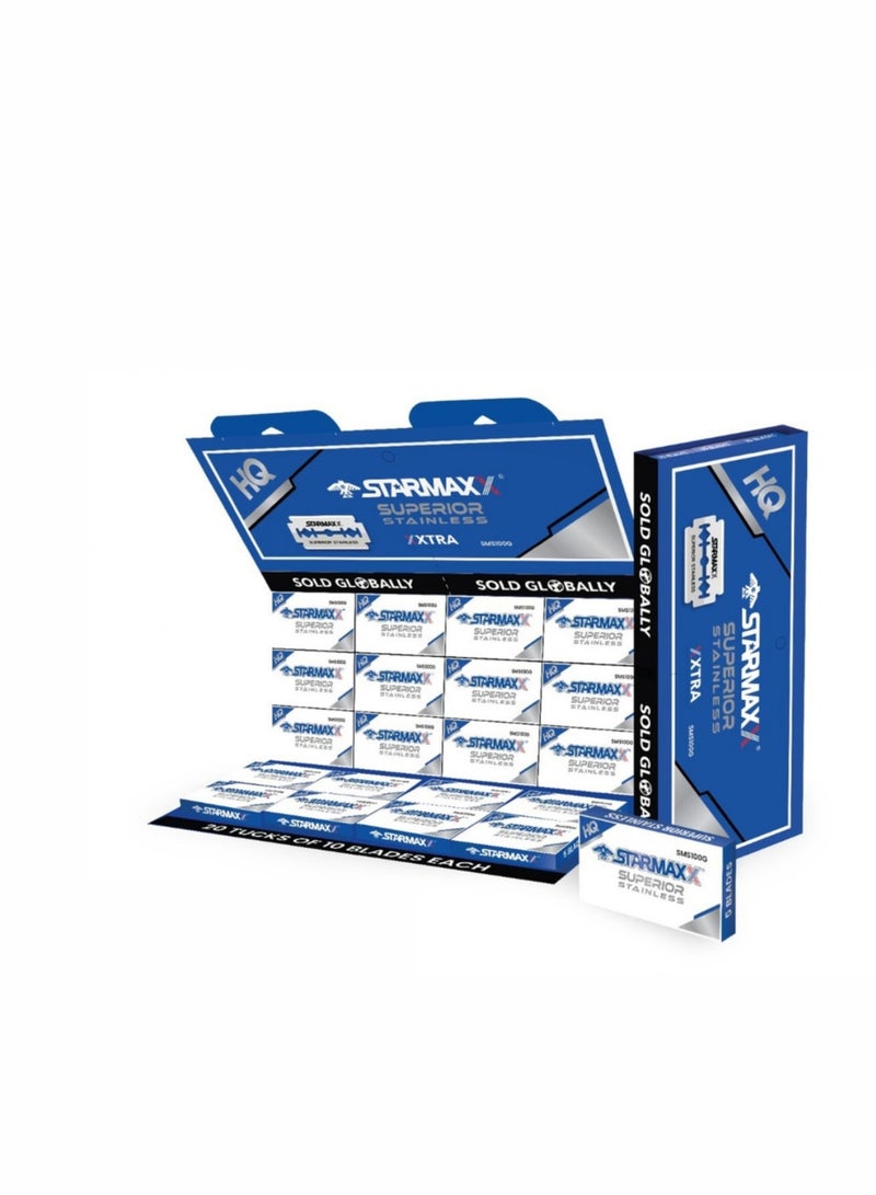 Starmaxx Superior Stainless Shaving Blades Hanging Card 100 Count