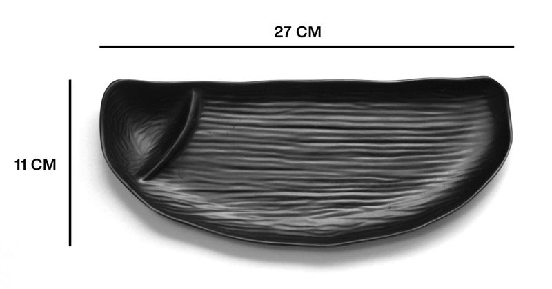 HAINE Pure Melamine Unbreakable Chip n Dip Platter (Black), 2-Piece - Image 2