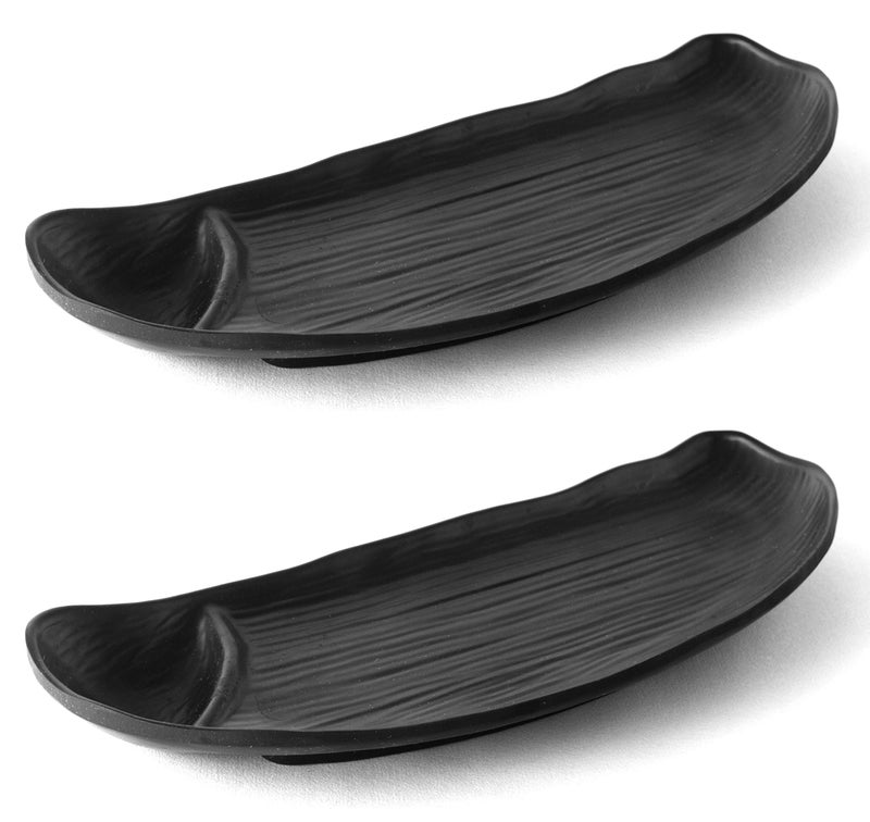HAINE Pure Melamine Unbreakable Chip n Dip Platter (Black), 2-Piece - Image 1
