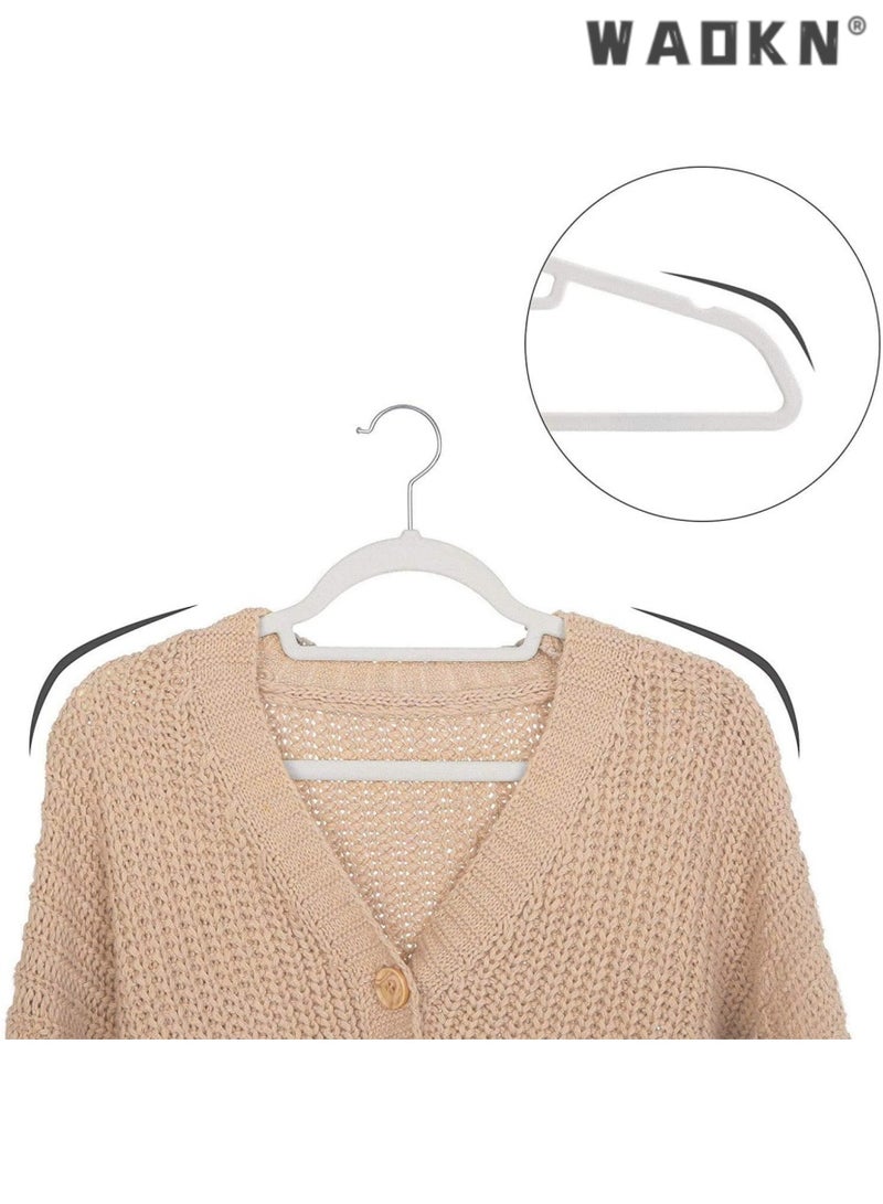 دبليو أيه أو كي أن شماعات مخملية مضادة للانزلاق - شماعات بدلات، عبوة من 20 شماعة مخملية بيضاء مضادة للانزلاق 42 سم مع خطاف دوار 360 درجة - متينة ورفيعة - شماعات مضادة للانزلاق لشماعات المعاطف - شماعات البنطلونات - Image 5