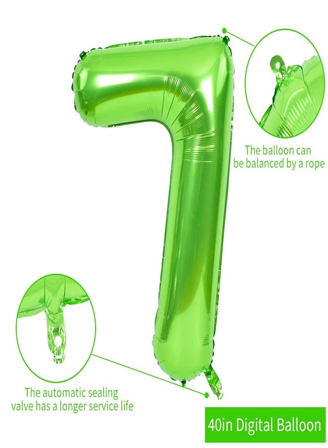 TONIFUL 40 Inch Large Green Numbers Balloons 0-9, Number 7 Digital 7 Helium Balloons, Foil Mylar Big Number Balloons for Birthday Party Anniversary Supplies Decorations - Image 2