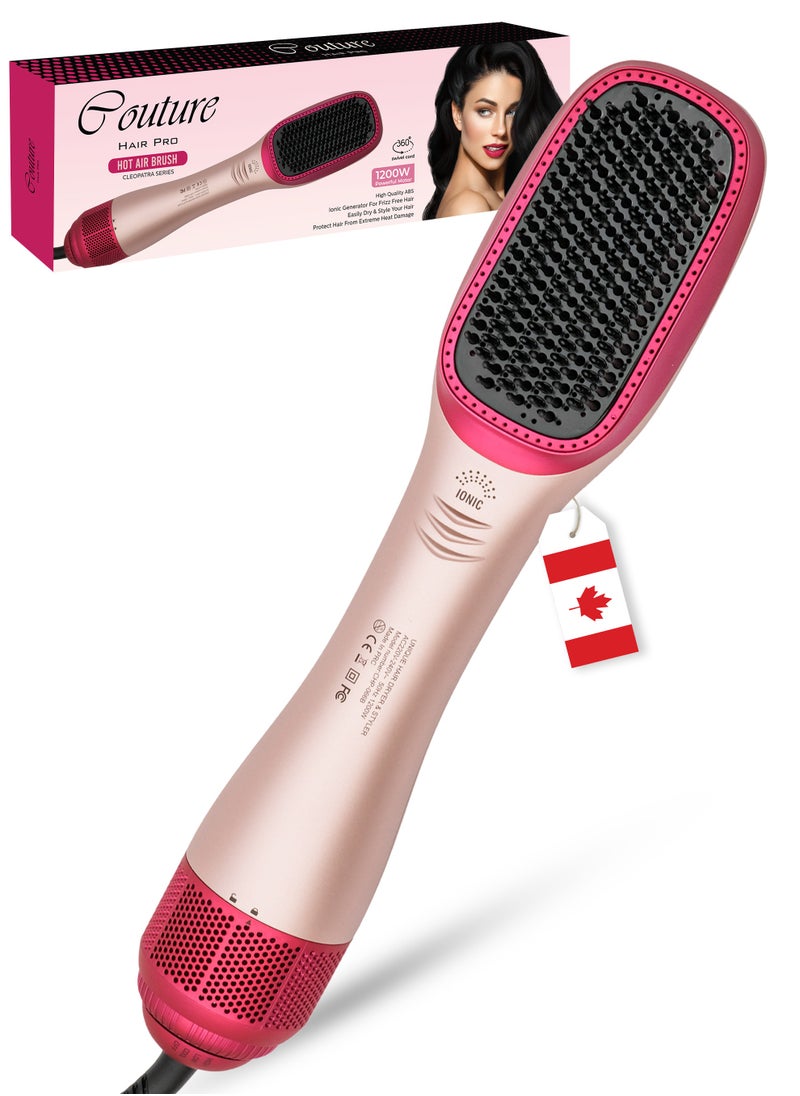 Couture Hair Pro - One Step Hot Air Brush - 1200 Watts Professional Styler Blow Dryer With Anti-Scald Comb - Ceramic Ionic Hair Dryer Peach - Image 1